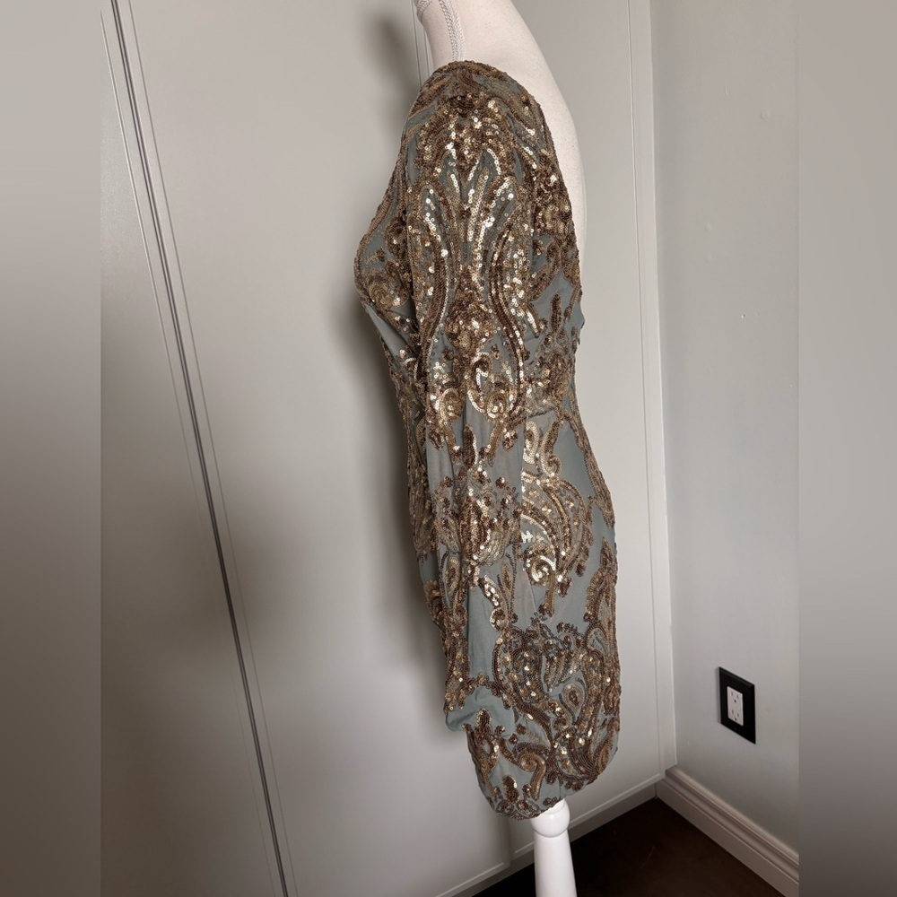Dress the Population Sage and Gold Sequin Dress - Picture 6 of 11
